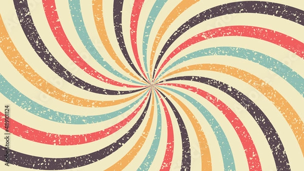 Fototapeta Retro rays, spiral, background. Grunge. The effect is an old banner. Vector illustration.