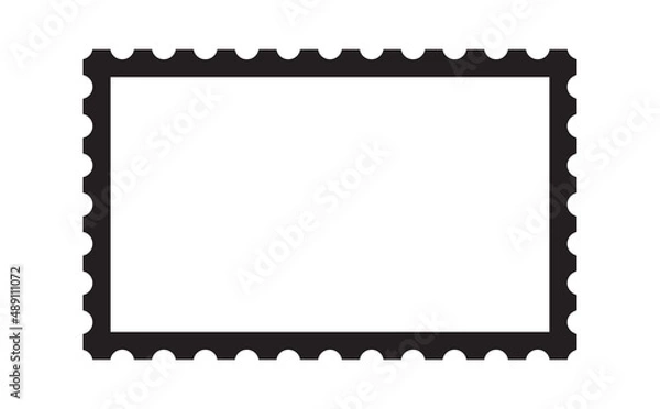 Fototapeta Empty stamp, retro photo frame vector illustration. Vintage black frame on white background. Border design to use for photo mockup, email, newsletter business communication projects.