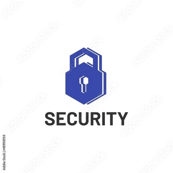Obraz Security padlock flat logo icon vector 