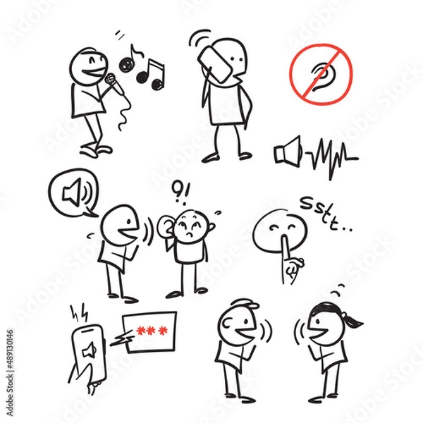 Fototapeta hand drawn doodle Simple Set of Voice Related illustration collection icon