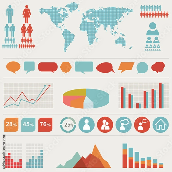 Fototapeta Retro infographics set.