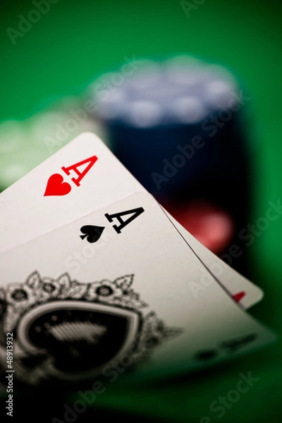 Obraz Glück im Spiel, Poker und 2 Asse