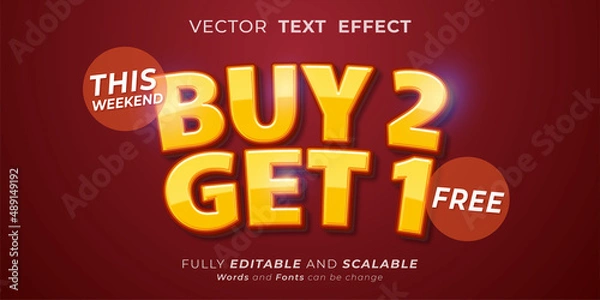 Obraz Creative style text effect buy 2 get 1 promo sale