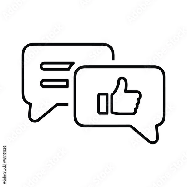 Obraz Chat, comment, feedback line icon. Outline vector.