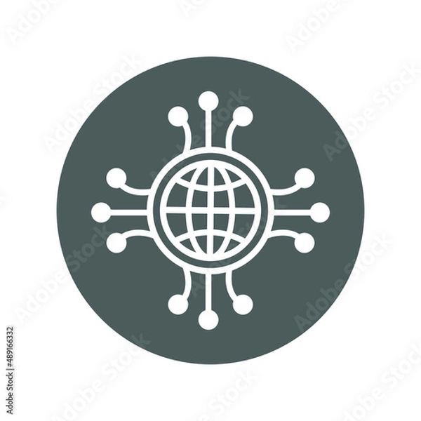 Fototapeta Global, technology, connection icon. gray vector sketch.