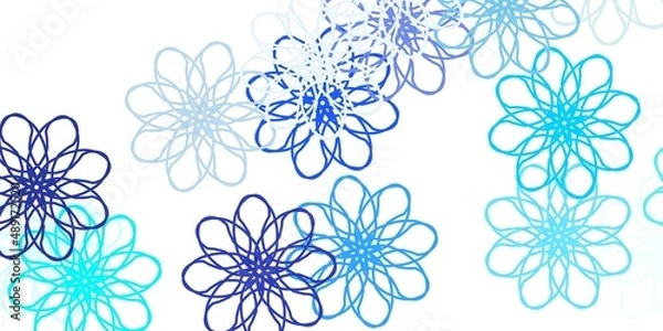 Fototapeta Light BLUE vector doodle template with flowers.