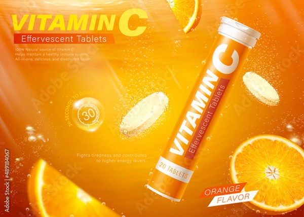 Fototapeta Vitamin C tablet ads