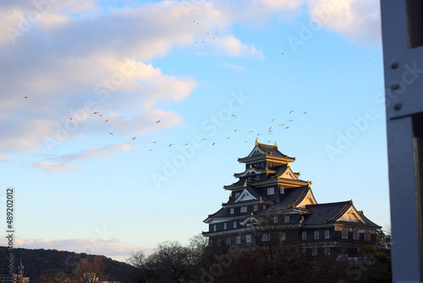 Obraz 岡山城の夕暮れ