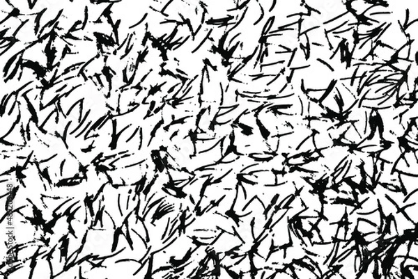 Fototapeta Grunge texture of a rough surface with noise, ink, dashes and dirt. Vector illustration. Overlay template.