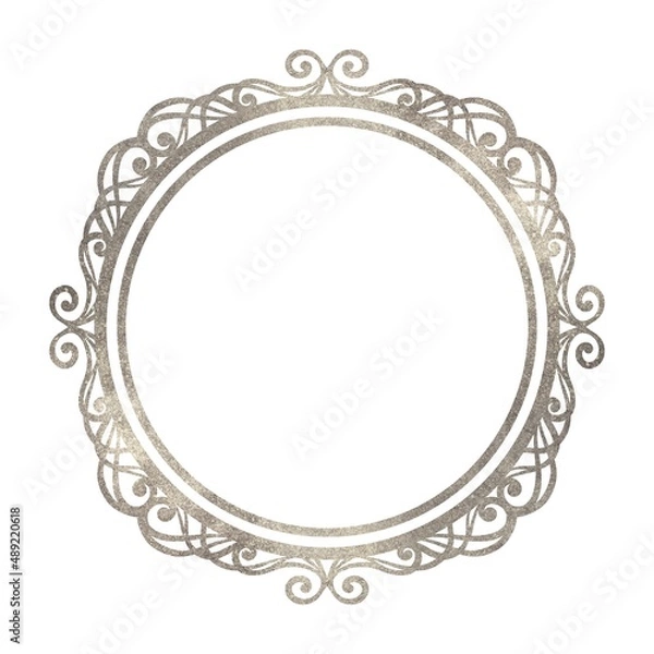 Fototapeta シルバーのクラシカルな円形フレーム