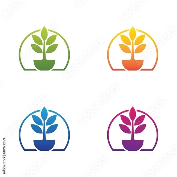 Fototapeta Tree leaf vector logo icon set