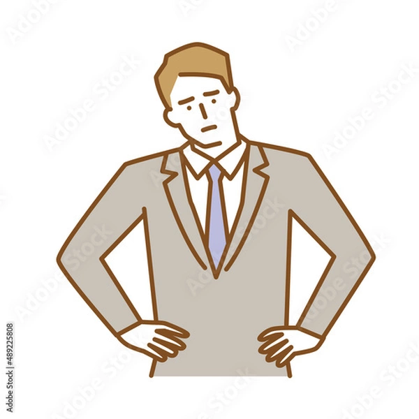 Obraz 腰に手を当ててうつむき落ち込む男性