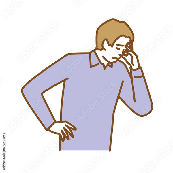 Obraz 顔に手を当ててうつむき落ち込む男性