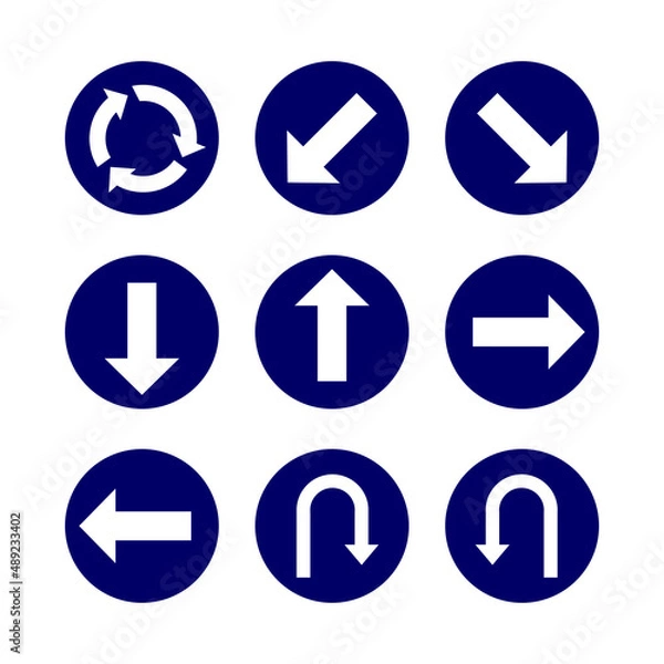 Fototapeta one set traffic sign collection vector ilustration