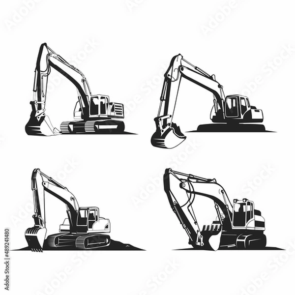 Obraz excavator silhouette