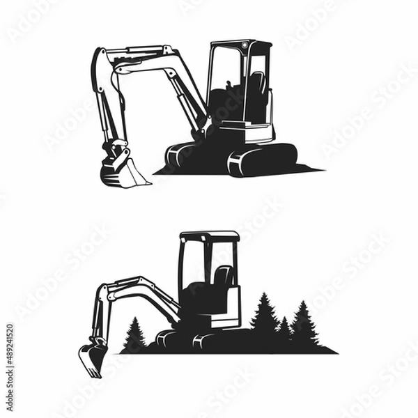 Obraz mini excavator silhouette