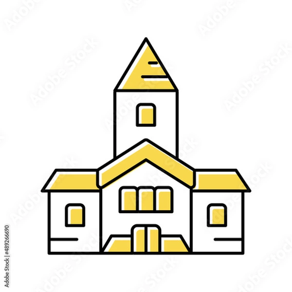 Fototapeta church building color icon vector illustration