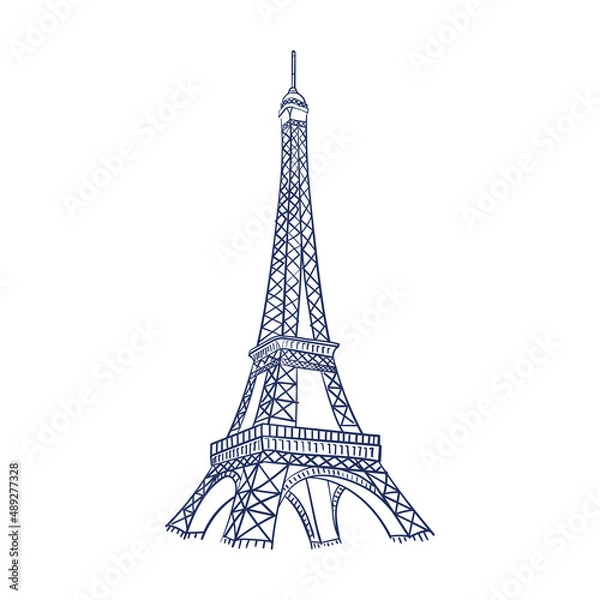 Obraz Isolated sketch of Eiffel tower Vector