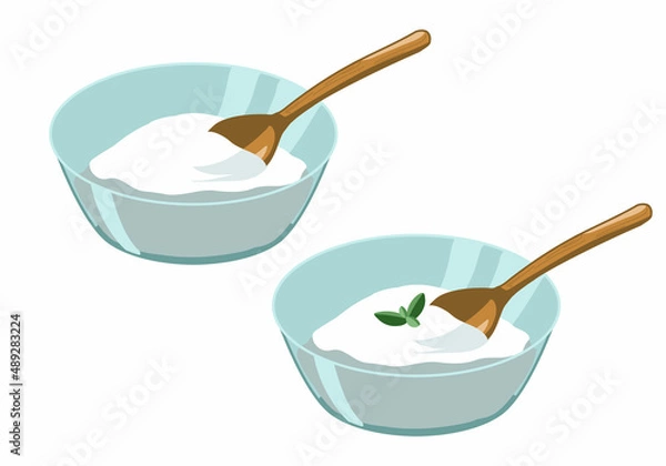 Obraz ヨーグルト　木のスプーン　線無し