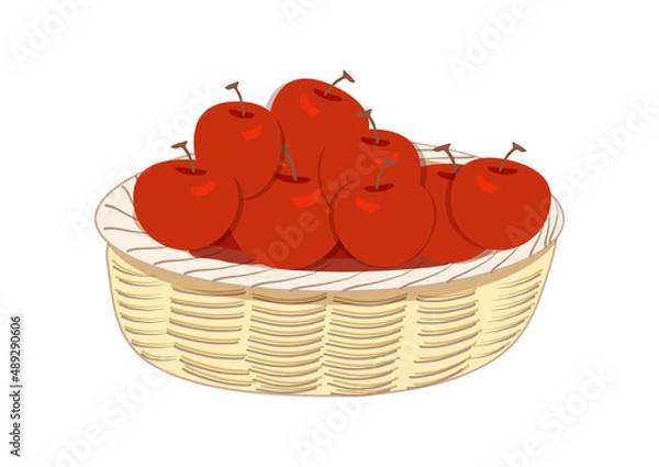 Obraz Basket and red apple illustration
