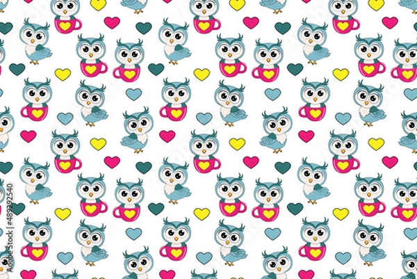 Obraz cute owl cartoon pattern