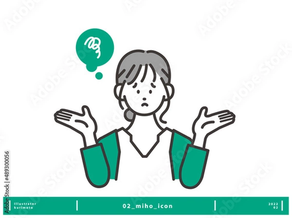 Obraz 両手をあげて困っている 若い女性イメージ　ベクター素材