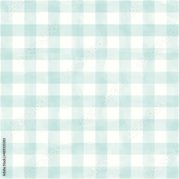 Obraz 水彩描きの大きなチェック柄(水色)