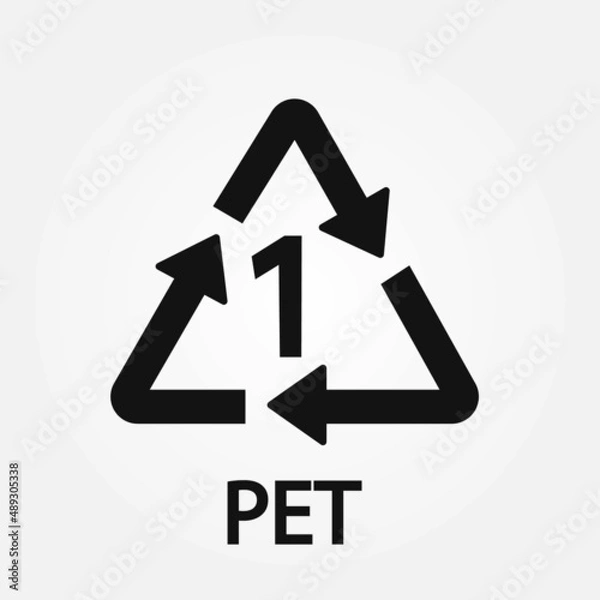 Fototapeta Plastic recycle symbol PET 1. Simple rrecycling code. Vector illustration