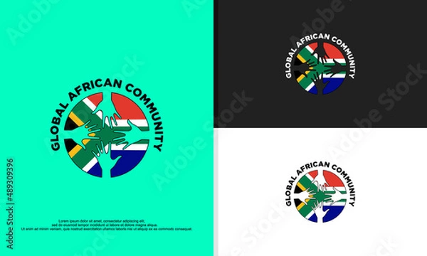 Obraz Vector africa and hand logo combination. community people symbol or icon