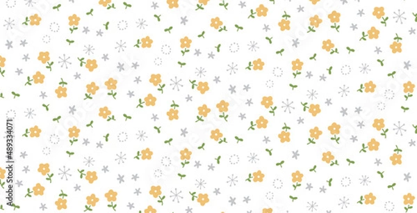 Fototapeta ÈªÑËâ≤„ÅÆËä±„ÅÆ„Ç§„É©„Çπ„Éà„ÄÄ„Åã„Çè„ÅÑ„ÅÑ„Éï„É©„ÉØ„Éº„Éë„Çø„Éº„É≥„ÄÄ„Ç∑„Éº„É†„É¨„ÇπËÉåÊôØË£ÖÈ£æ