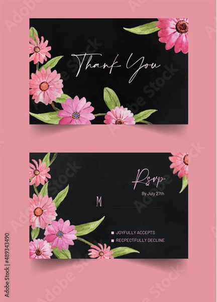 Obraz watercolor hand-drawn floral wedding invitation card set