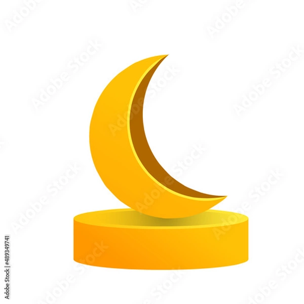 Fototapeta 3d moon gold color on white background