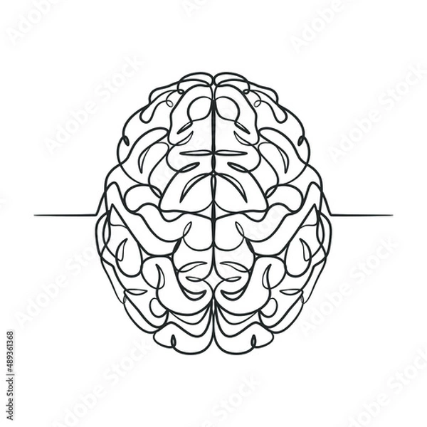 Fototapeta Continuous line drawing of a human brain