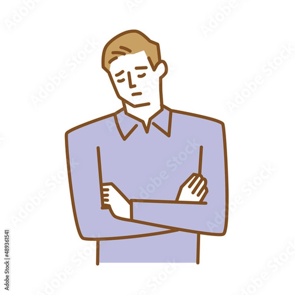 Obraz 腕を組みうつむき落ち込む男性