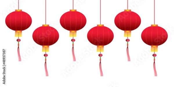 Obraz Vector chinese hanging lanterns