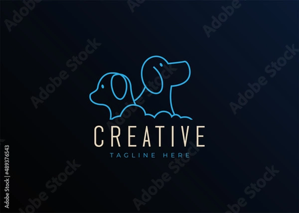 Obraz Pet Care Logo Design Template. Pet Shop Icon Line Art Vector