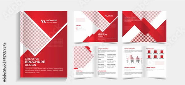 Fototapeta Corporate 8 pages business brochure design template. 8 pages business company profile