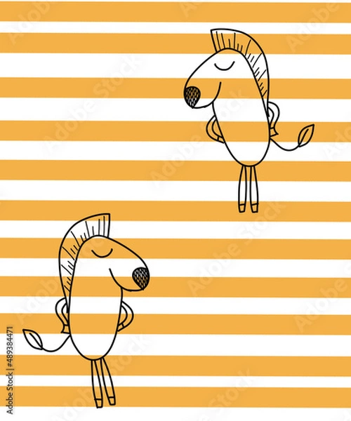 Obraz zebra stripe mood yellow animal kawaii