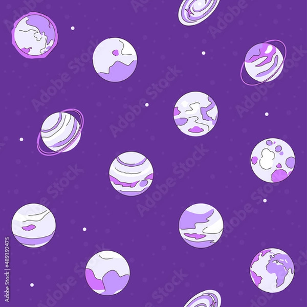 Fototapeta Planets of our solar system - modern vector colorful pattern