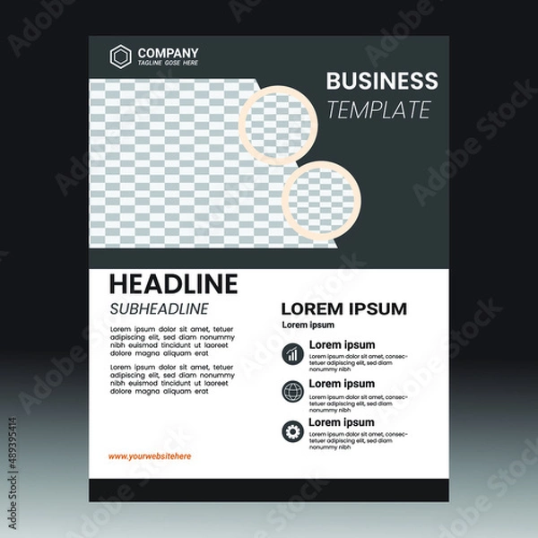 Fototapeta poster design, cover modern layout, annual report, poster, flyer in A4 with colorful triangles