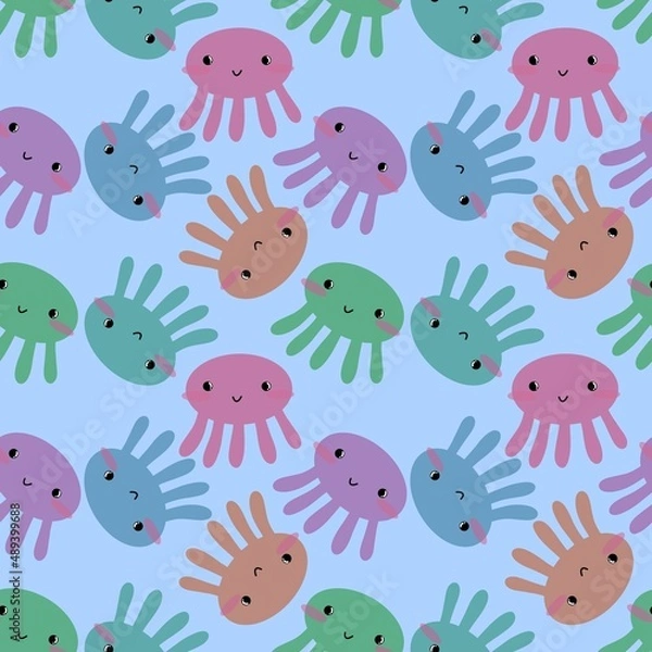 Fototapeta Kids seamless octopus pattern for fabrics and textiles and packaging and linens and gifts and cards and hobbies