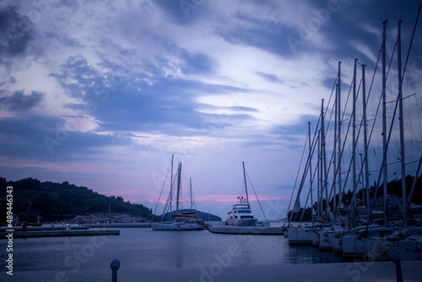 Obraz Boat in the dock sunset