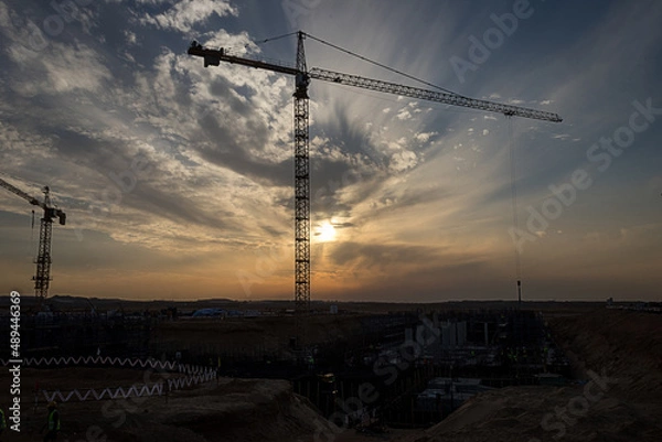Obraz construction site at sunset