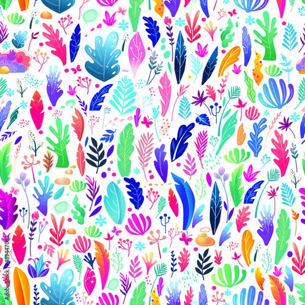 Obraz Seamless Pattern with floral elements in trendy abstract style 