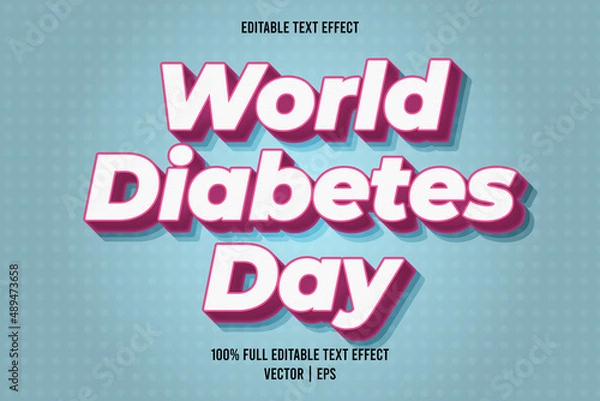 Fototapeta World diabetes day editable text effect cartoon style