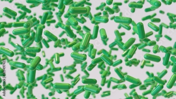 Fototapeta 3d render green capsules pills