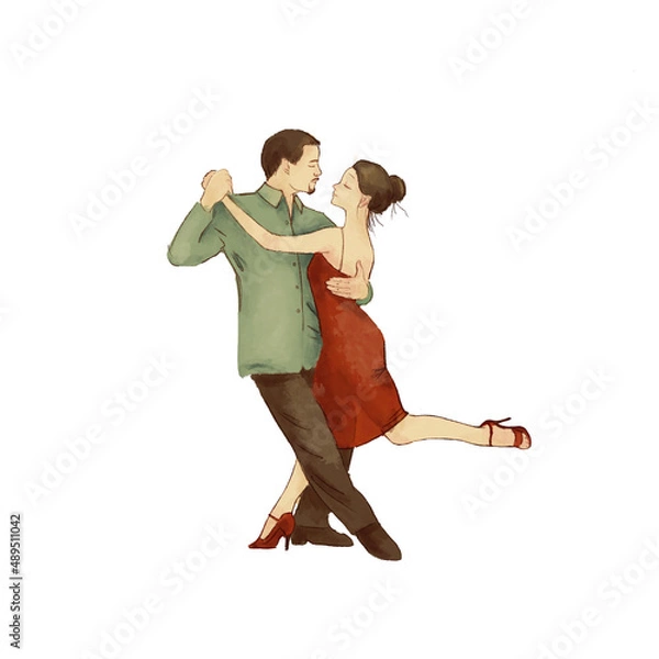 Obraz Tango. Dancing man and woman. Dance passion. Isolated on white background