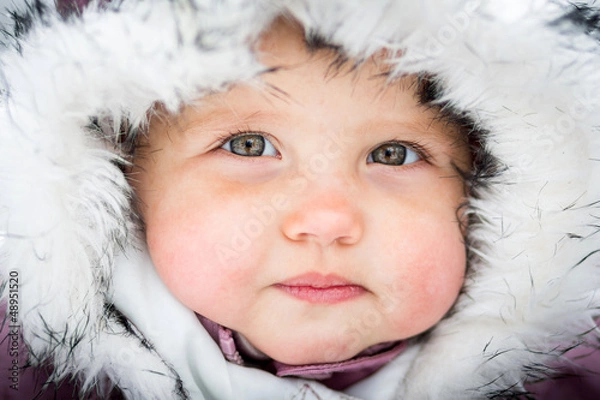 Obraz Happy baby on the winter background