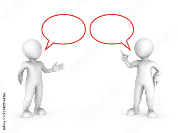 Obraz 3d talking people with speech bubble above.
