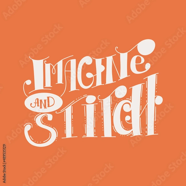 Obraz Lettering quote for embroidery and sewing theme. Concept of creativity, hobby at home, handmade workshop. Vector illustration for web and print. For posters, scrapbooking, stickers.